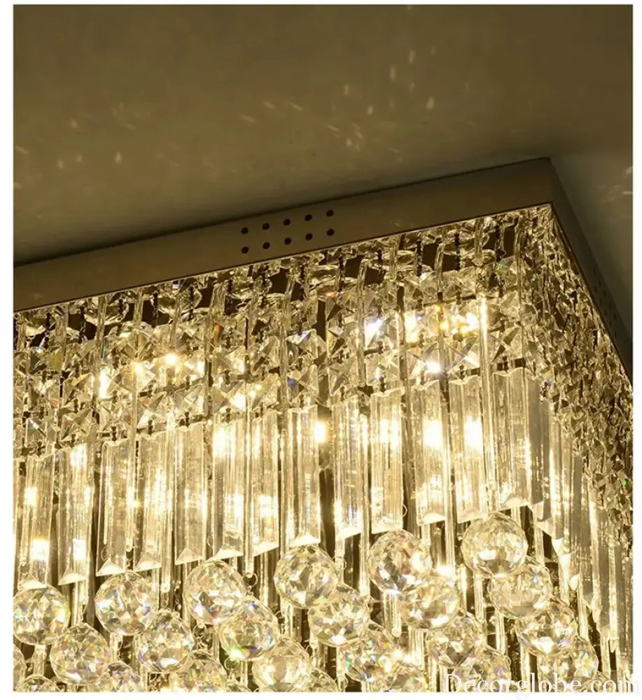 Rectangular and Square Luxurious Villa Living Room Lamp LED Crystal Ceiling Lamp Modern Restaurant Bedroom Home Decor