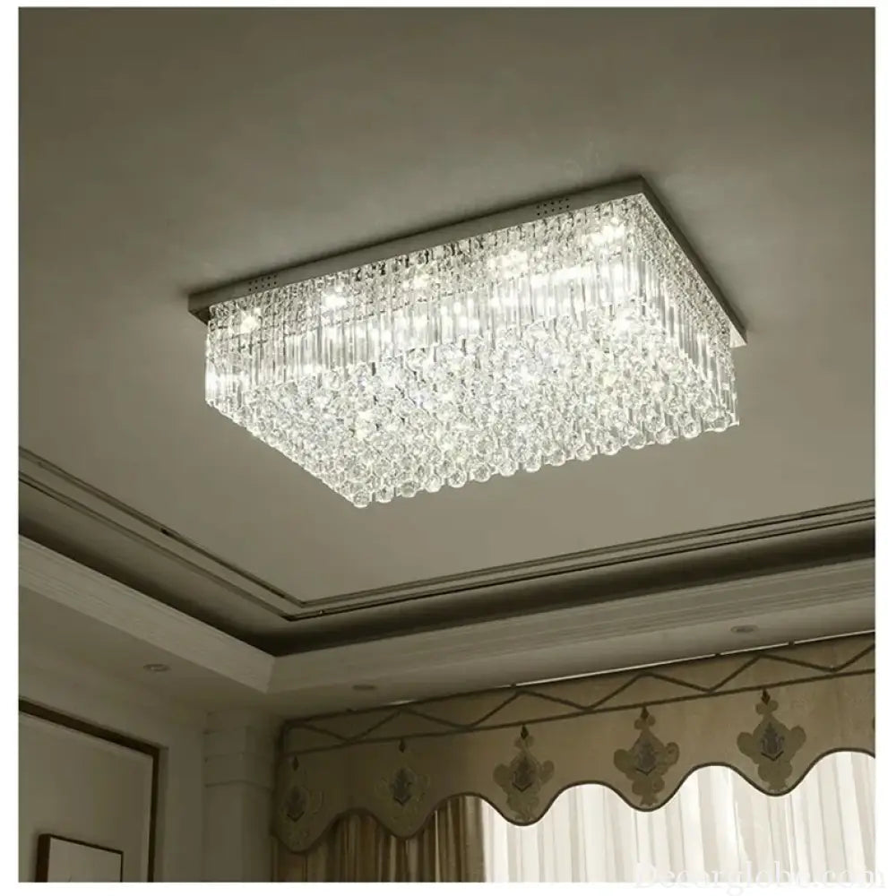 Rectangular and Square Luxurious Villa Living Room Lamp LED Crystal Ceiling Lamp Modern Restaurant Bedroom Home Decor