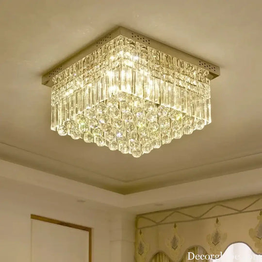 Rectangular and Square Luxurious Villa Living Room Lamp LED Crystal Ceiling Lamp Modern Restaurant Bedroom Home Decor