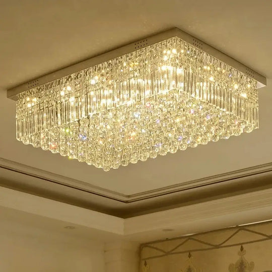 Rectangular and Square Luxurious Villa Living Room Lamp LED Crystal Ceiling Lamp Modern Restaurant Bedroom Home Decor