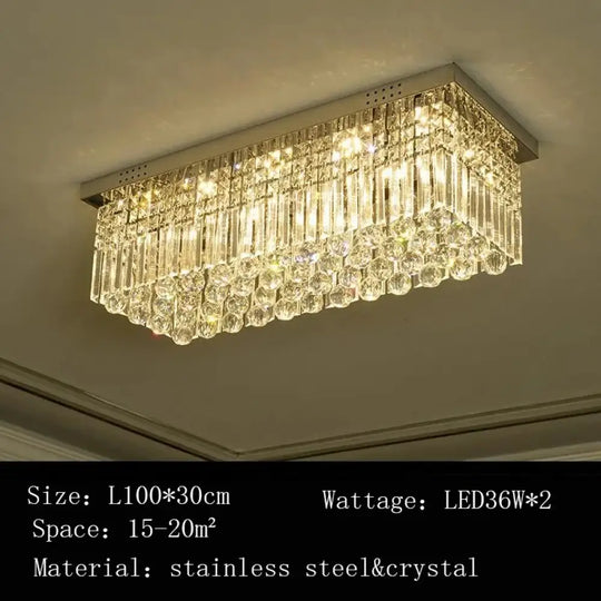 Rectangular and Square Luxurious Villa Living Room Lamp LED Crystal Ceiling Lamp Modern Restaurant Bedroom Home Decor