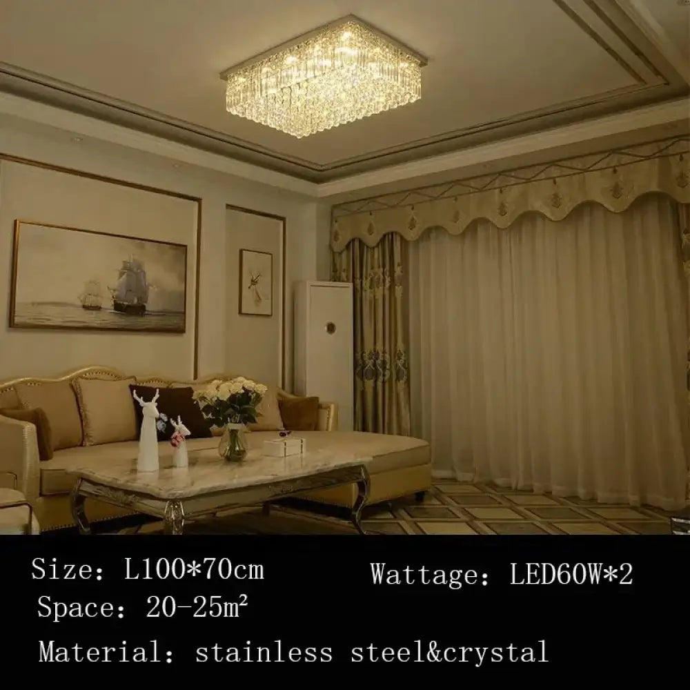 Rectangular and Square Luxurious Villa Living Room Lamp LED Crystal Ceiling Lamp Modern Restaurant Bedroom Home Decor