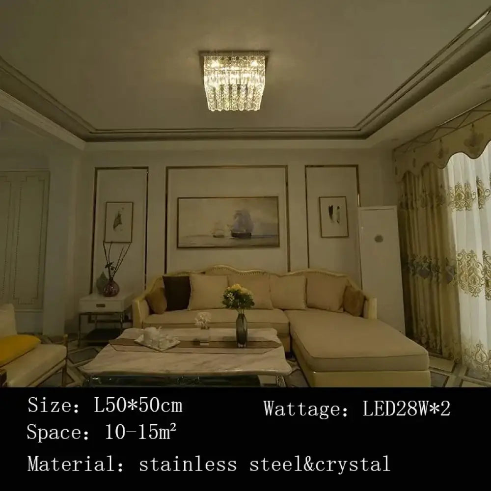 Rectangular and Square Luxurious Villa Living Room Lamp LED Crystal Ceiling Lamp Modern Restaurant Bedroom Home Decor