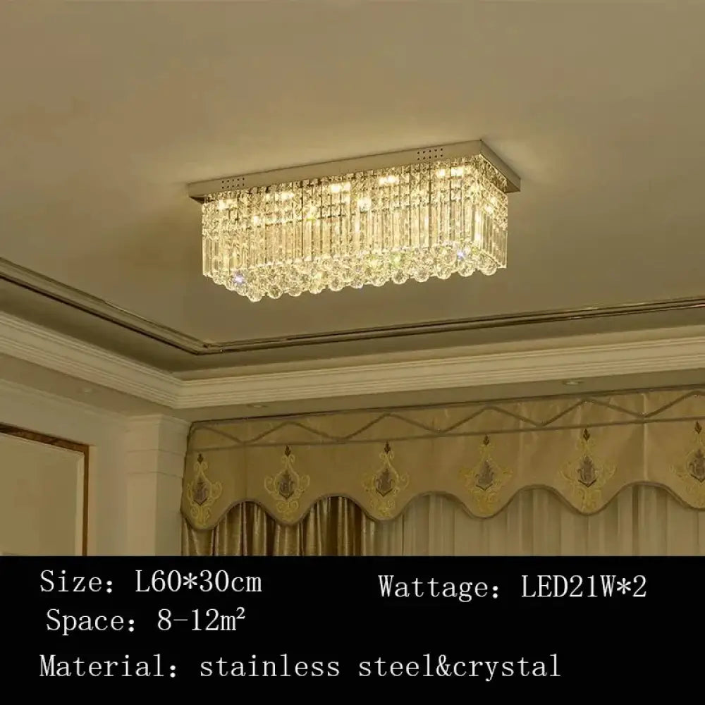 Rectangular and Square Luxurious Villa Living Room Lamp LED Crystal Ceiling Lamp Modern Restaurant Bedroom Home Decor