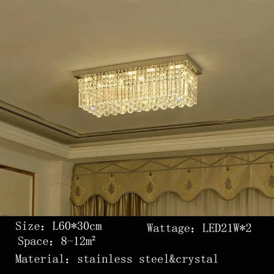 Rectangular and Square Luxurious Villa Living Room Lamp LED Crystal Ceiling Lamp Modern Restaurant Bedroom Home Decor