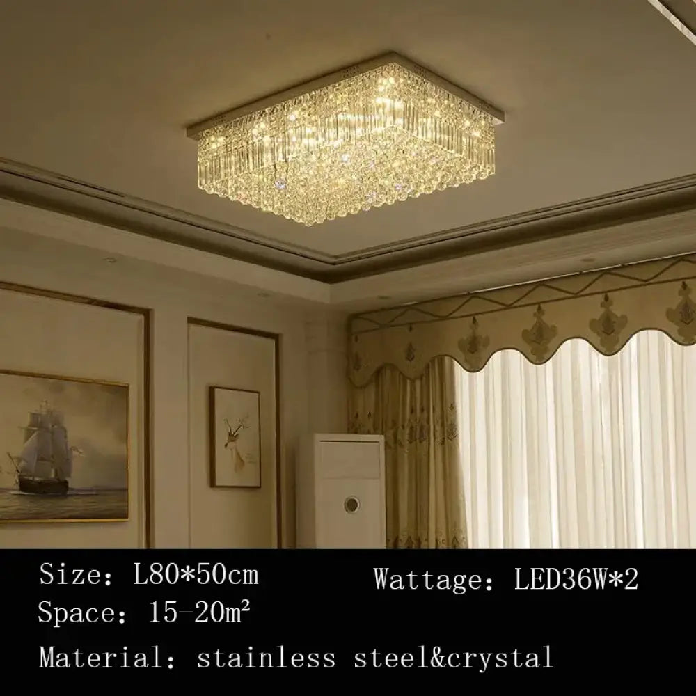 Rectangular and Square Luxurious Villa Living Room Lamp LED Crystal Ceiling Lamp Modern Restaurant Bedroom Home Decor