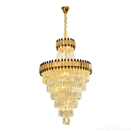 Duplex Building Chandelier - Post-Modern Light Luxury Crystal Elegance for Villas, Living Rooms, and Staircase Illumination - DecorGlobe