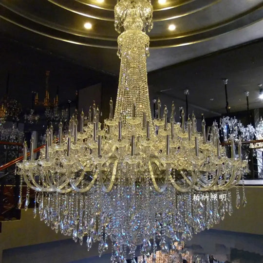Duplex Layer Crystal Candle Chandelier for Villa and Hotel Hall 90 lights / Changeable Chandelier