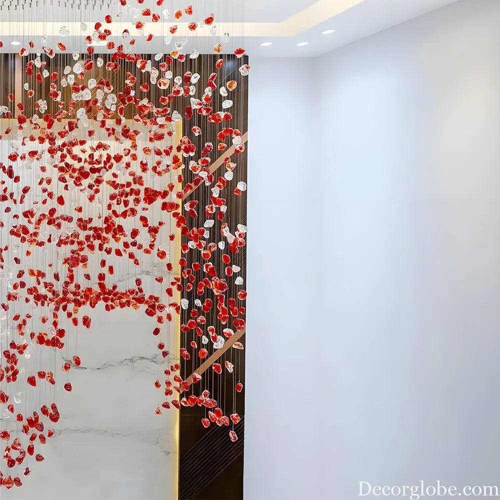 Elara Custom Build Red Glass Stone LED Chandelier Chandelier