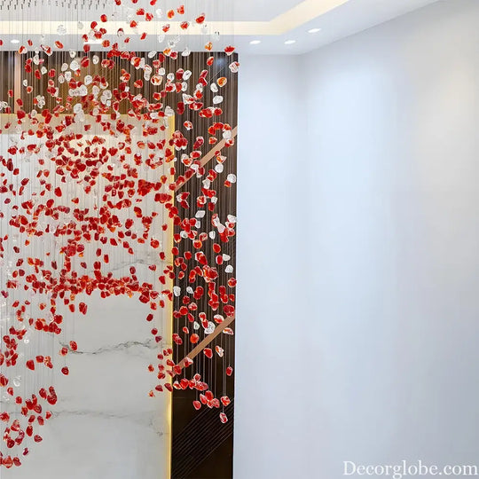 Elara Custom Build Red Glass Stone LED Chandelier Chandelier