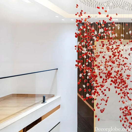 Elara Custom Build Red Glass Stone LED Chandelier Chandelier