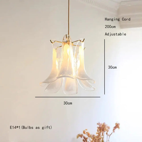 Elara White Petal Glass LED Chandelier for Staircase &amp; Villa Décor - DecorGlobe