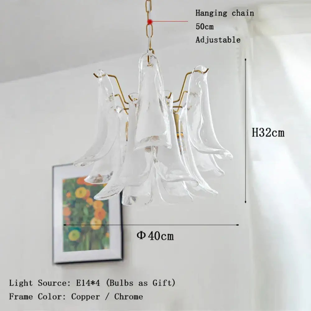 Elara White Petal Glass LED Chandelier for Staircase &amp; Villa Décor - DecorGlobe