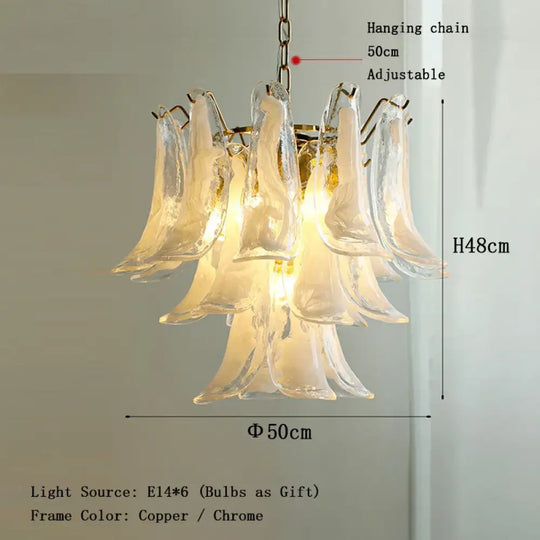Elara White Petal Glass LED Chandelier for Staircase &amp; Villa Décor - DecorGlobe