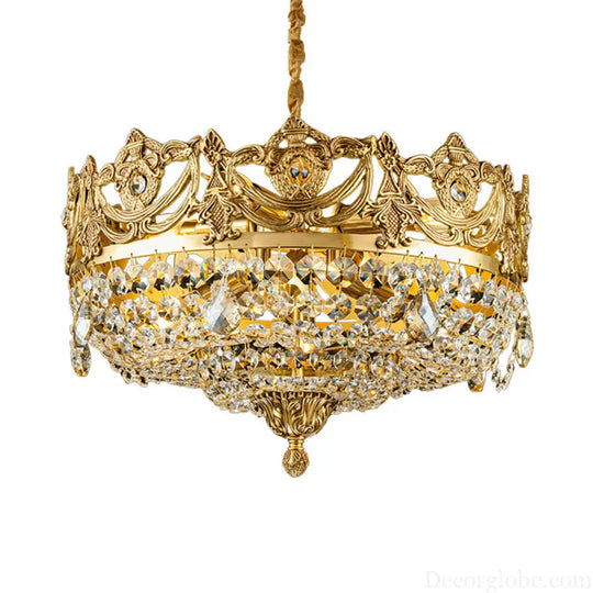 Eleanor French Crown Crystal Copper Chandelier for Living Room Diameter 45cm height 28cm Chandelier