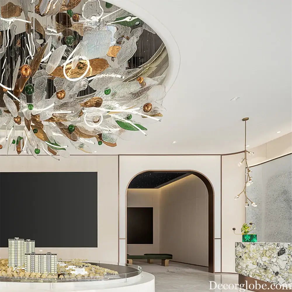 Elisabetta Custom Build Glass Leaves Chandelier Chandelier