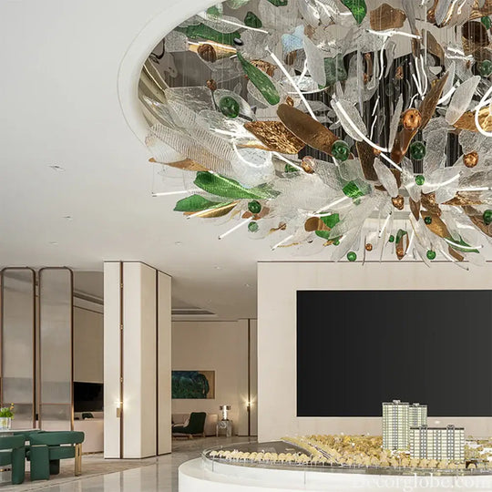 Elisabetta Custom Build Glass Leaves Chandelier Chandelier