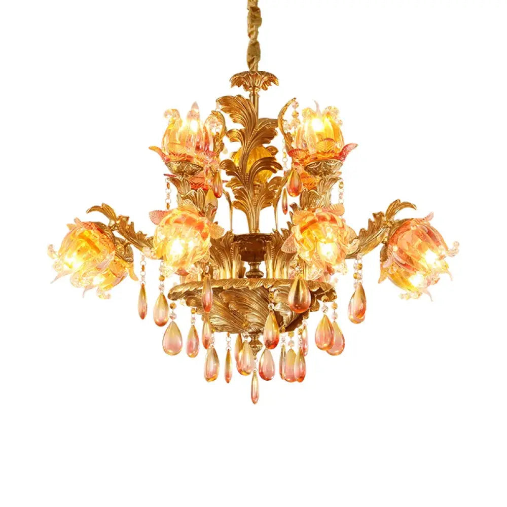 ÉLISÉE French Style Glass &amp; Brass Classical Chandelier 15lights D100 H70cm Chandelier