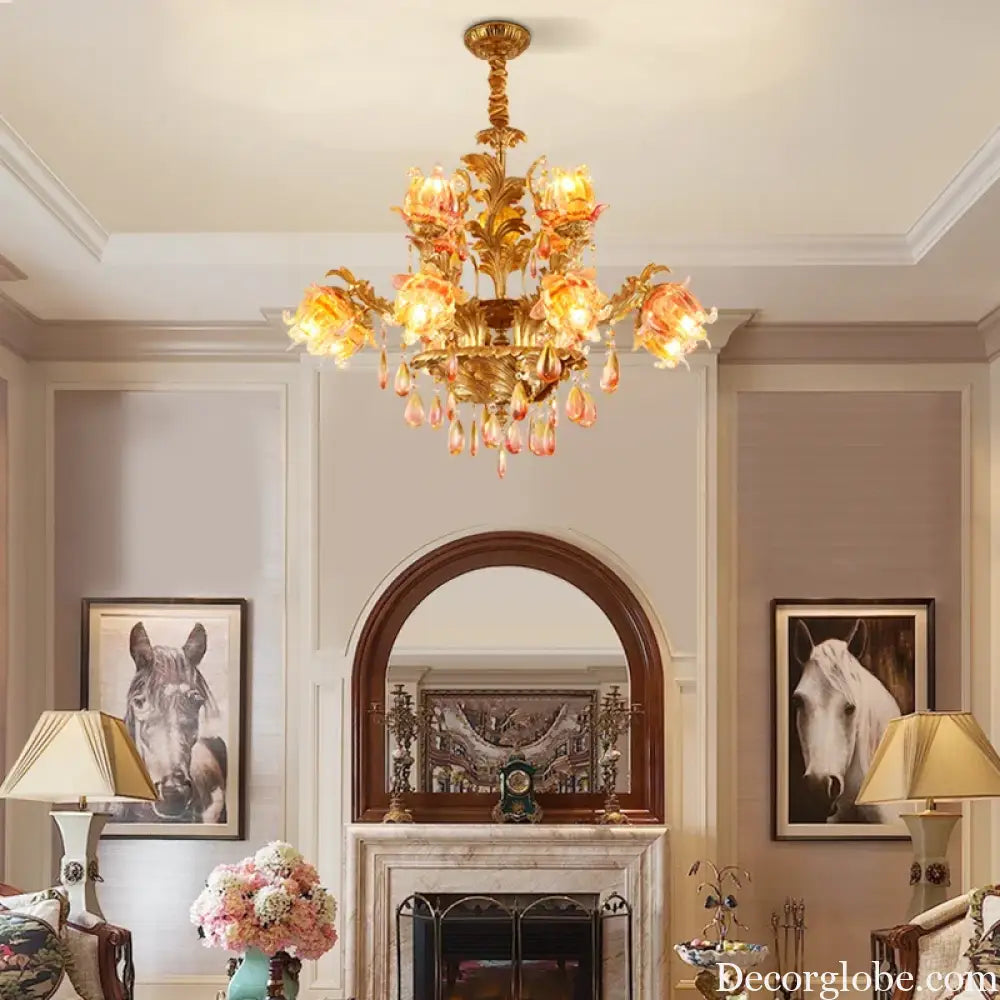 ÉLISÉE French Style Glass & Brass Classical Chandelier Chandelier