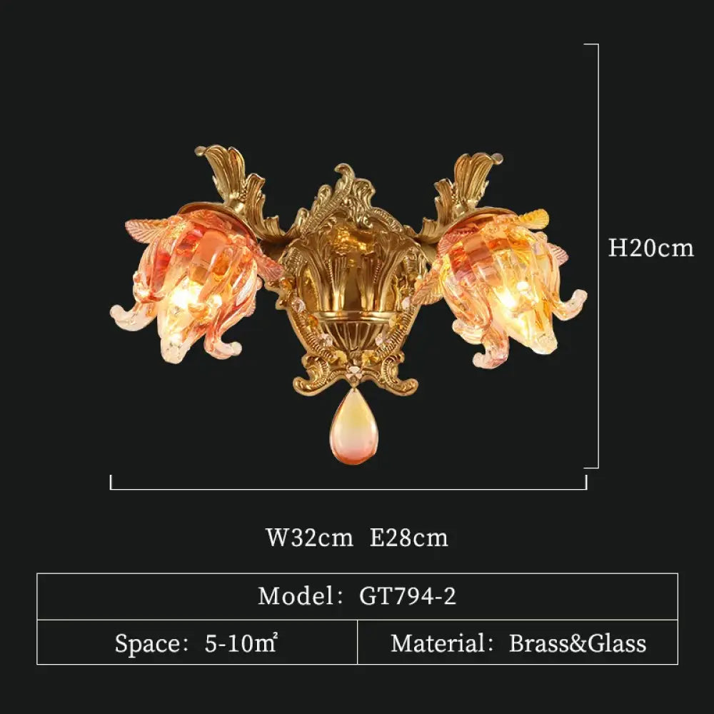 ÉLISÉE French Style Glass &amp; Brass Classical Chandelier A W32 H20 E28cm Chandelier