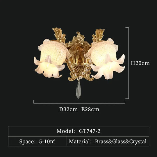 ÉLISÉE French Style Glass &amp; Brass Classical Chandelier B W32 H20 E28cm Chandelier
