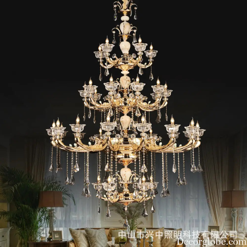 European-style copper crystal living room chandelier French restaurant Home luxury villa hotel bedroom room lighting