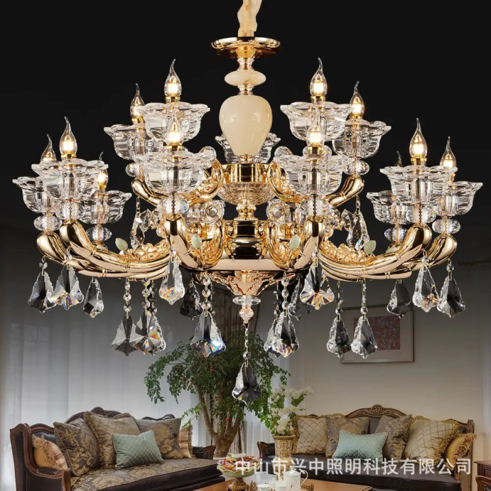 European-style copper crystal living room chandelier French restaurant Home luxury villa hotel bedroom room lighting