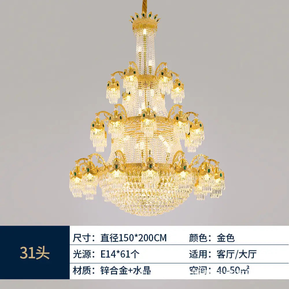 Elodie European Crystal Branch Chandelier for Duplex Living - DecorGlobe