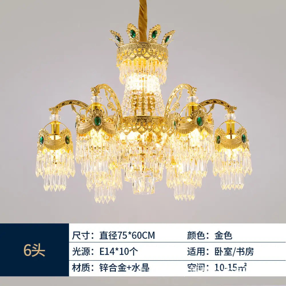 European Crystal Branch Chandelier for Duplex Living 6-head chandelier (diameter 75cm, height 60cm)
