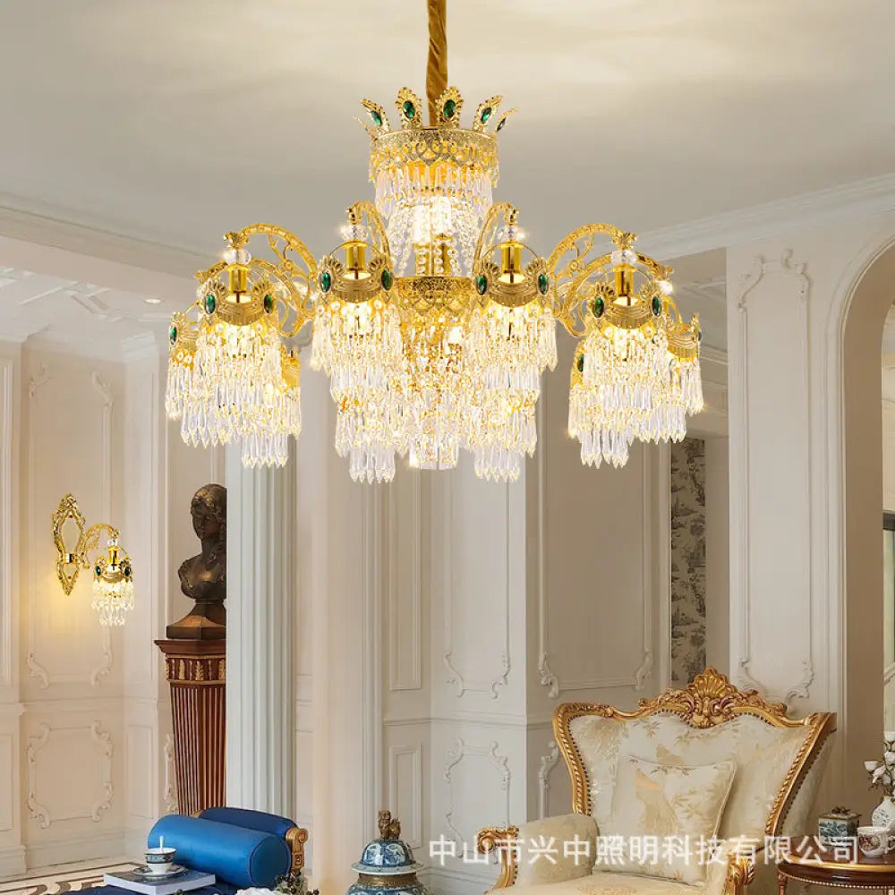 European Crystal Branch Chandelier for Duplex Living