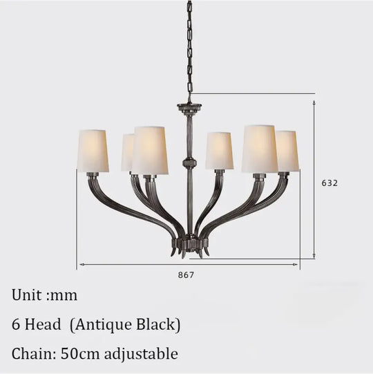 Modern Chandelier Lighting With Fabric Lampshade Brass Hanging lamp for Dining Room Kitchen Island Hanging Light