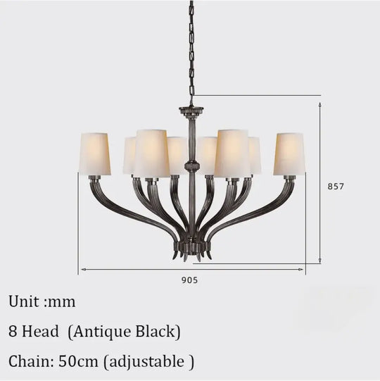 Modern Chandelier Lighting With Fabric Lampshade Brass Hanging lamp for Dining Room Kitchen Island Hanging Light