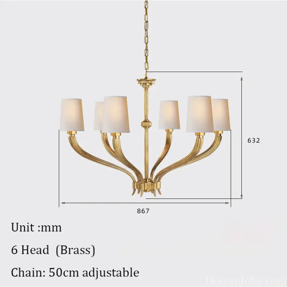Modern Chandelier Lighting With Fabric Lampshade Brass Hanging lamp for Dining Room Kitchen Island Hanging Light Fixture