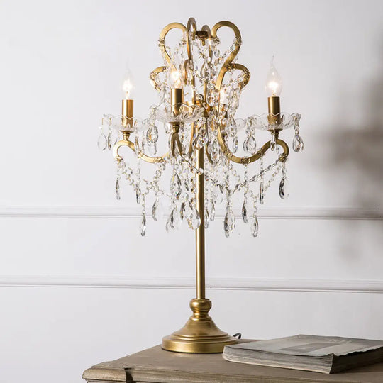 American Country Table Lamp Living Room Vertical Crystal Table Lamp Creative Retro White French Simple Study Bedroom