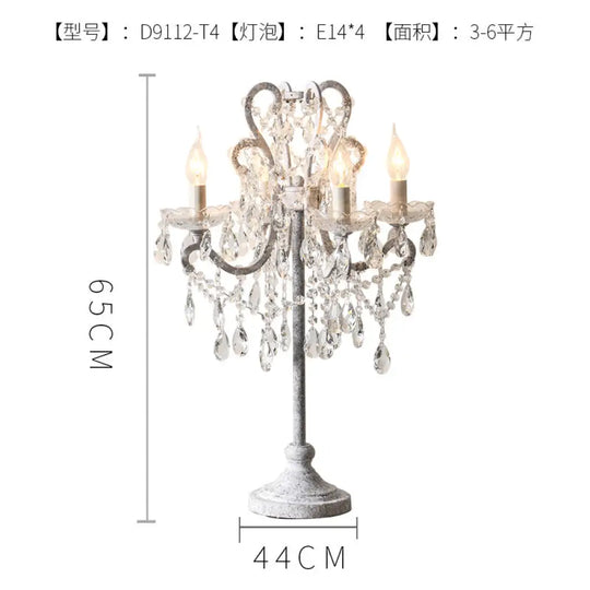 American Country Table Lamp Living Room Vertical Crystal Table Lamp Creative Retro White French Simple Study Bedroom