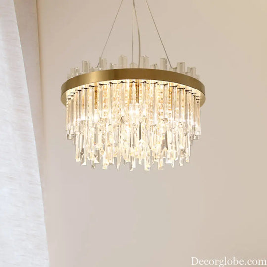 Embrace Modern Elegance with the Faceted Crystal Cylinder Chandelier - DecorGlobe
