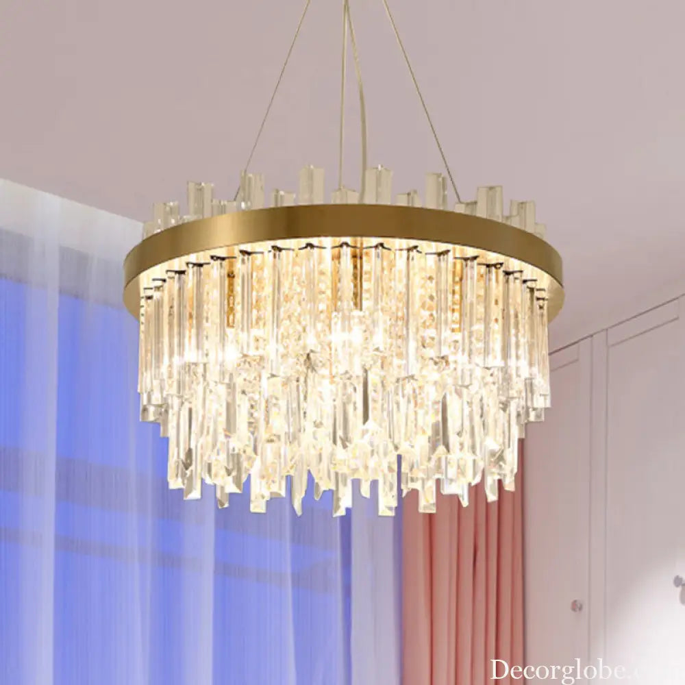 Embrace Modern Elegance with the Faceted Crystal Cylinder Chandelier - DecorGlobe