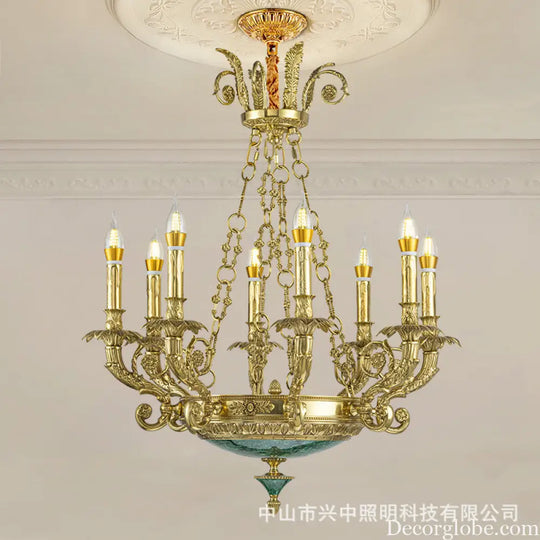 Emilia French Retro Copper Crystal Villa Chandelier Chandelier