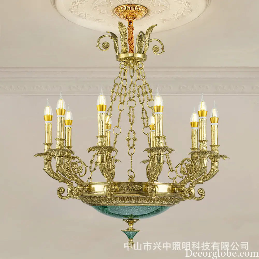 Emilia French Retro Copper Crystal Villa Chandelier Chandelier