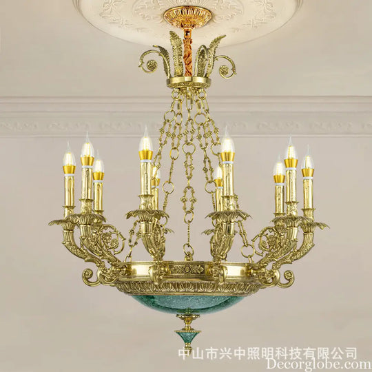 Emilia French Retro Copper Crystal Villa Chandelier Chandelier