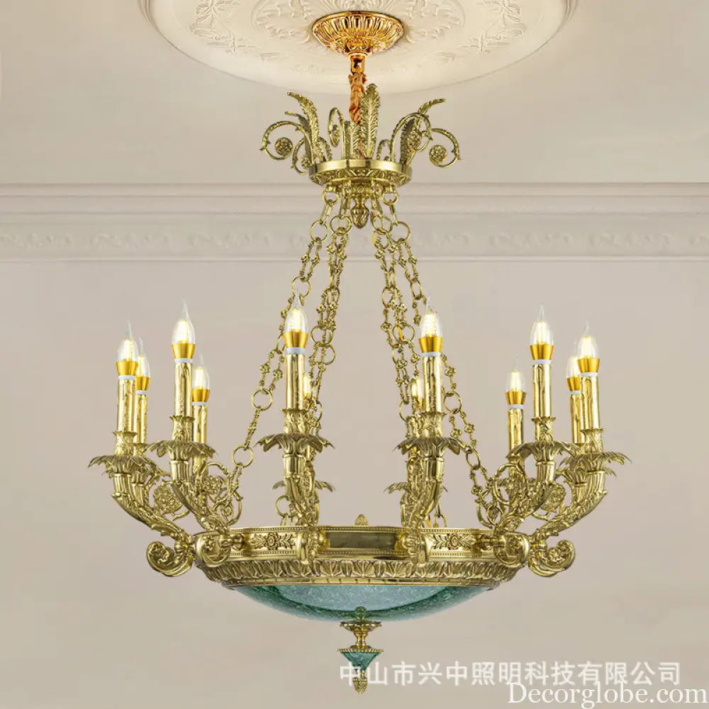 Emilia French Retro Copper Crystal Villa Chandelier Chandelier