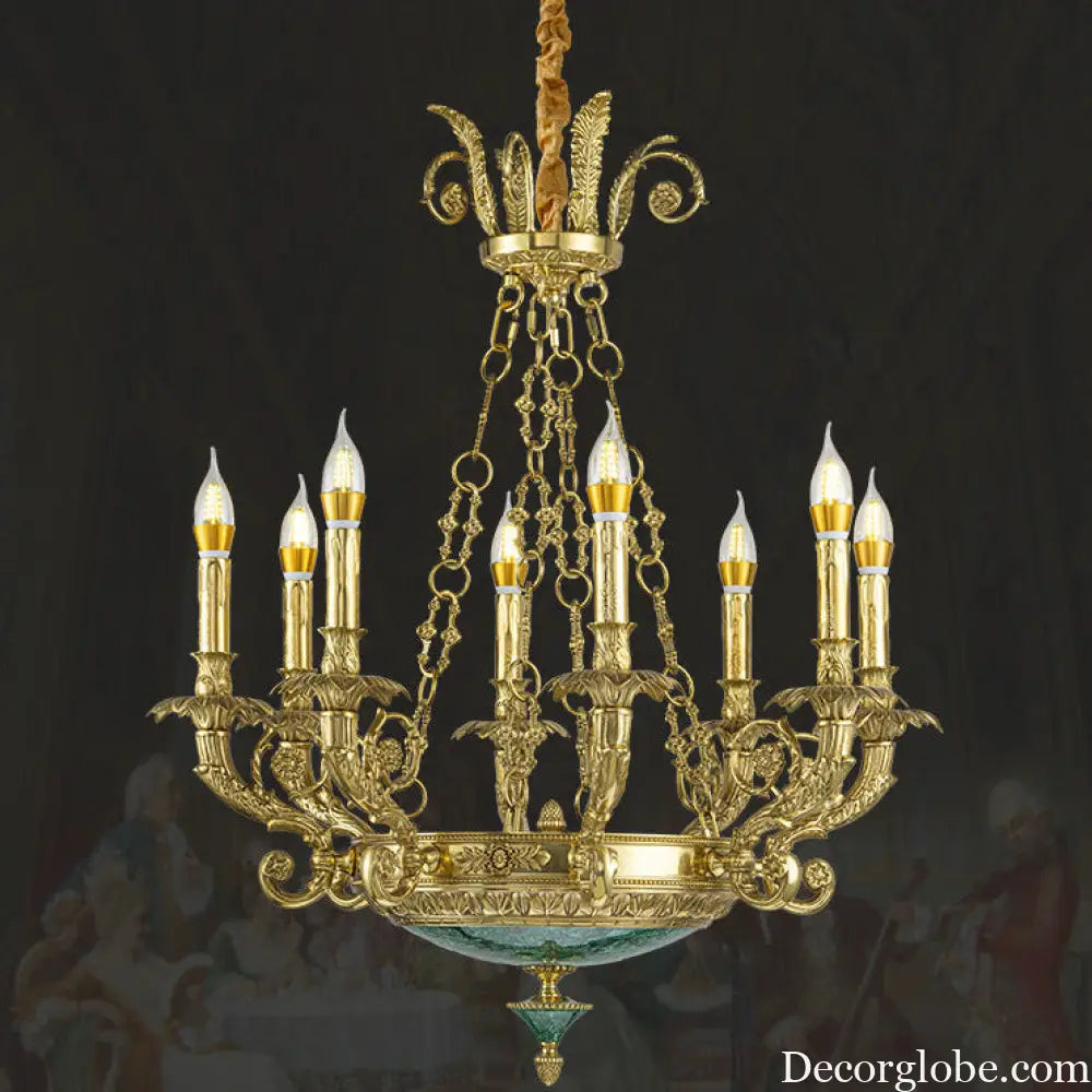 Emilia French Retro Copper Crystal Villa Chandelier Chandelier