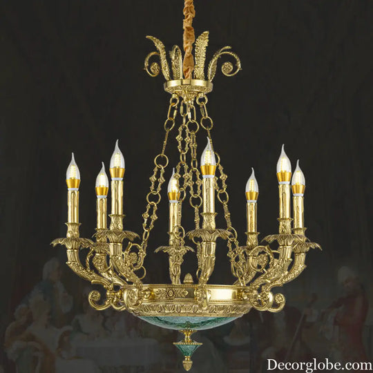 Emilia French Retro Copper Crystal Villa Chandelier Chandelier