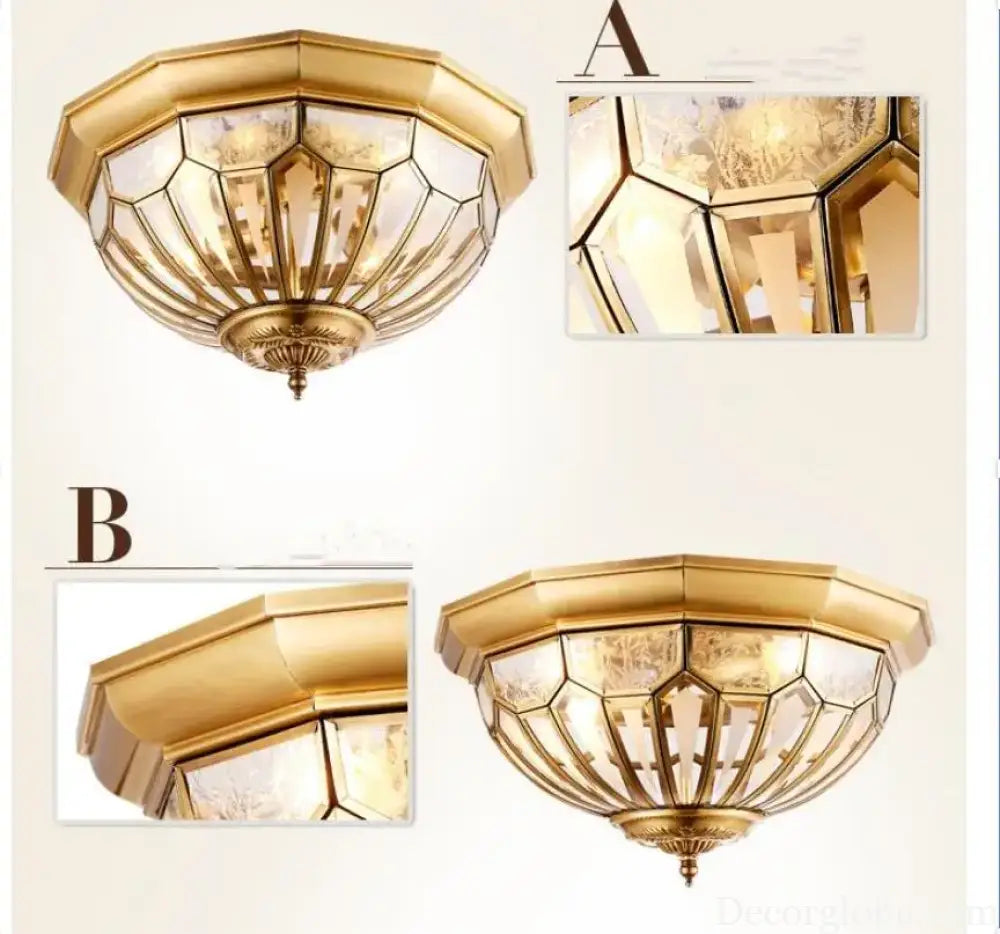 Deco D45cm H22cm E27 Copper Vintage LED Modern Ceiling Light Lamp Home Lighting Living Room Lustre Flush Mount Ceiling