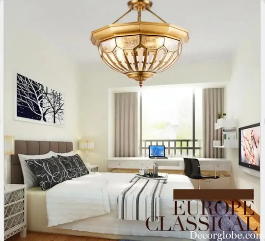 Deco D45cm H22cm E27 Copper Vintage LED Modern Ceiling Light Lamp Home Lighting Living Room Lustre Flush Mount Ceiling