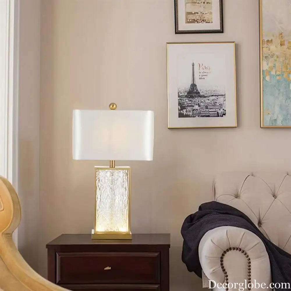 Modern Simple Creative Light Luxury Designer Living Room Glass Table Lamp American Model Room Hotel Bedroom Bedside