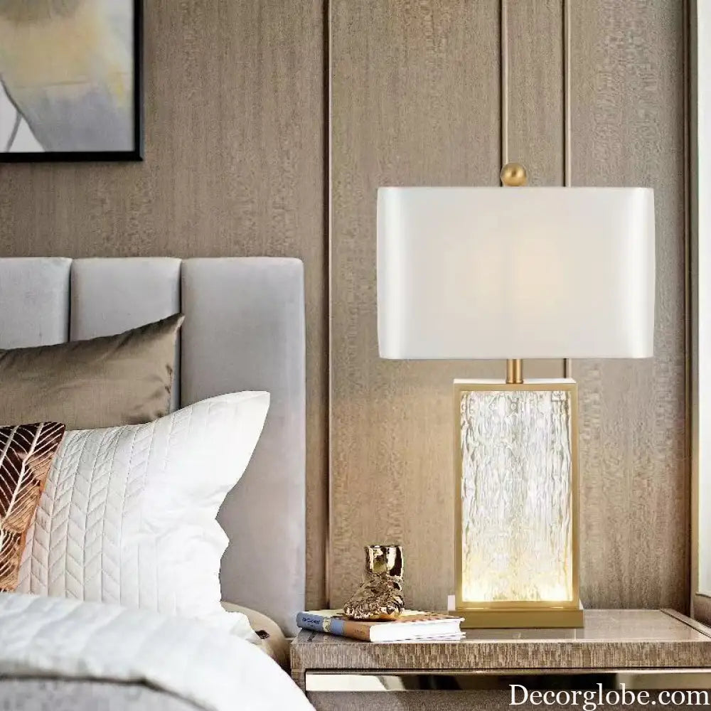 Modern Simple Creative Light Luxury Designer Living Room Glass Table Lamp American Model Room Hotel Bedroom Bedside