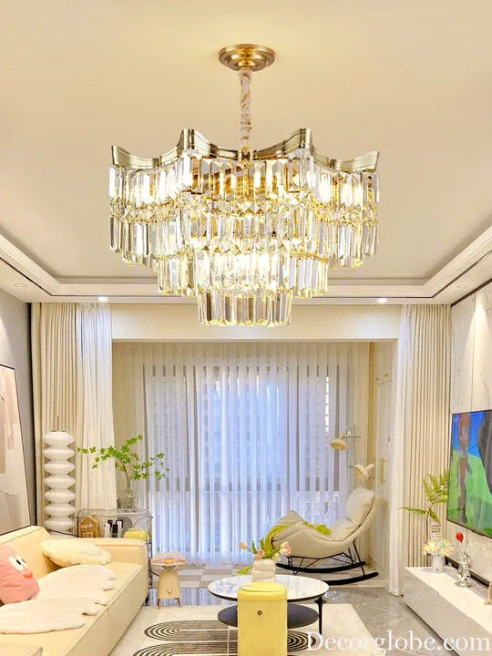 Exquisite Crystal Chandelier for Living Rooms, Bedrooms, and More - Modern French Light Luxury Design - DecorGlobe