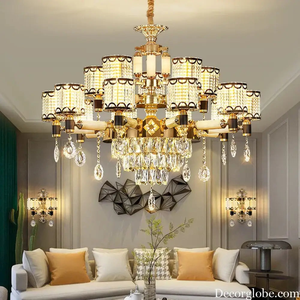 Exquisite Crystal Pendant Chandelier - A Luxurious and Romantic Lighting Fixture for Your Living Space - DecorGlobe