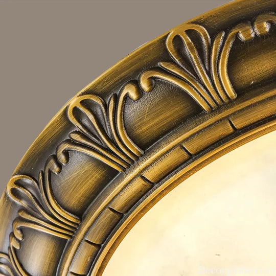 Europe Carve Ceiling Light Led Vintage Copper Spainish Marble Circular Lamp D30CM Home Decor Living Room Bedroom